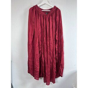 Sacred Threads Womens Jacquard Pattern Maxi Skirt One Size Red Elastic Waist